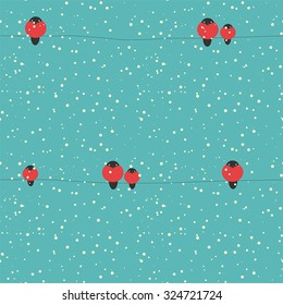 seamless snow and bullfinch pattern