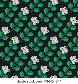 Seamless snowberries decorative vector pattern