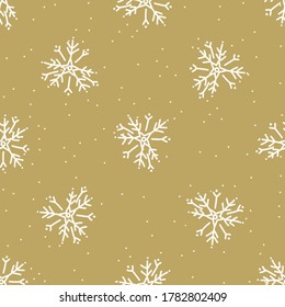 Seamless snowflake background pattern. Simple gender neutral nursery festive scrapbook digital paper. Kids whimsical snowflake wallpaper all over print.
