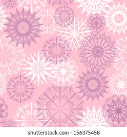 Seamless snowflake background, pink