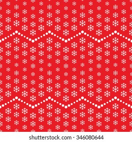 Seamless snowflake and beads pattern. Abstract Vector Background. Garlands and snowflakes. Seamless Christmas Pattern. New year red background. Zigzag Pattern.Geometric Pattern. Vector Regular Texture