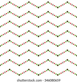 Seamless snowflake and beads pattern. Abstract Vector Background. Garlands and snowflakes. Seamless Christmas Pattern. New year background. Zigzag Pattern. Geometric Pattern. Vector Regular Texture