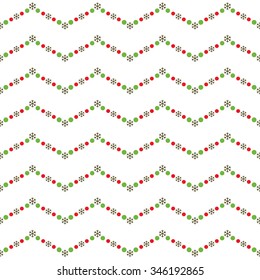 Seamless snowflake and beads pattern. Abstract Vector Background. Garlands and snowflakes. Seamless Christmas Pattern. New year background. Zigzag Pattern.Geometric Pattern. Vector Regular Texture