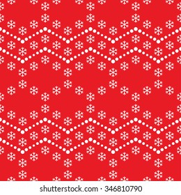 Seamless snowflake and beads pattern. Abstract Vector Background. Garlands and snowflakes. Seamless Christmas Pattern. New year red background. Zigzag Pattern.Geometric Pattern. Vector Regular Texture