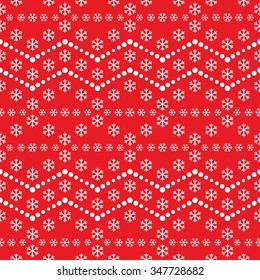 Seamless snowflake and beads pattern. Abstract Vector Background. Garlands and snowflakes. Seamless Christmas Pattern. New year red background. Zigzag Pattern.Geometric Pattern. Vector Regular Texture