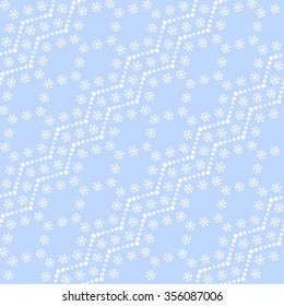 Seamless snowflake and beads pattern. Abstract Vector Background. Garlands and snowflakes. Seamless Christmas Pattern. New year blue background. Zigzag Pattern.Geometric Pattern.Vector Regular Texture
