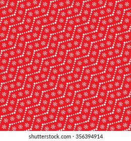 Seamless snowflake and beads pattern. Abstract Vector Background. Garlands and snowflakes. Seamless Christmas Pattern. New year red background. Zigzag Pattern. Geometric Pattern.Vector Regular Texture