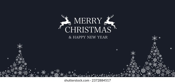 Borde de copos de nieve sin foco, diseño navideño para tarjeta de saludo. Ilustración vectorial, alegre navidad encabezado o banner de copo de nieve, tapicería o decoración de fondo