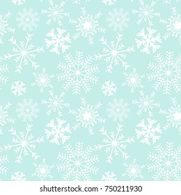 Seamless snowflake Christmas pattern on a blue background