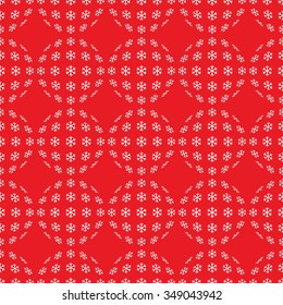 Seamless snowflake Pattern. Abstract Vector Background. Spheres of snowflakes. Seamless Christmas Pattern. New year red background. Geometric Pattern. Isometric backdrop. Vector Regular Texture