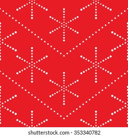 Seamless snowflake pattern. Seamless beads pattern. Abstract Vector Background. Garlands and snowflakes. Seamless Christmas Pattern. New year red background. Geometric Pattern. Vector Regular Texture