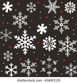 Seamless snowflake pattern with black ground