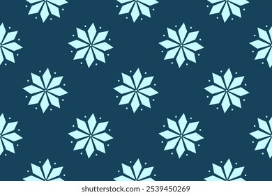 Seamless snowflake pattern in blue tones, perfect for Christmas, New Year, and winter-themed designs and decorations.