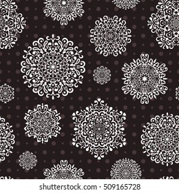 Seamless snowflake pattern, delicate winter Christmas background