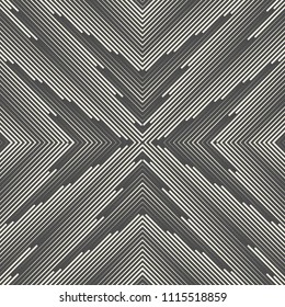 Seamless Snowflake Pattern. Monochrome Sacred Geometry Background. Decorative Cross Design