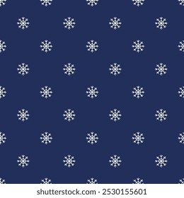 Seamless Snowflake Pattern on a Dark Blue Background