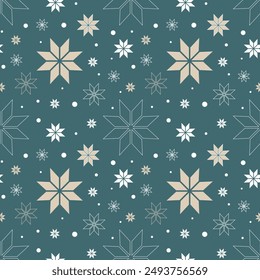 Seamless Snowflake Pattern. Winter background. Pixel Perfect Christmas Pattern. Grouped and layered with global colors