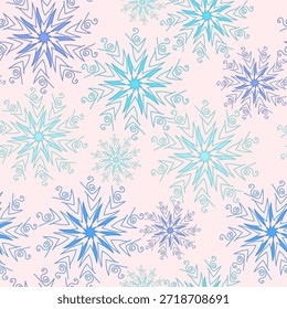 Patrón de copo de nieve sin fisuras, invierno y decoración de Navidades