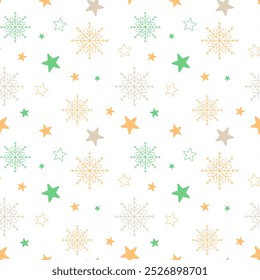 Seamless snowflake and stars pattern. Winter Seamless Pattern, perfect for festive Christmas and winter-themed designs. EPS10