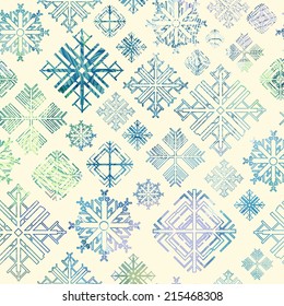 Seamless snowflake winter watercolor Christmas background
