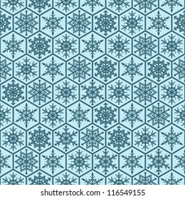Seamless snowflakes background geometric pattern. winter theme.
