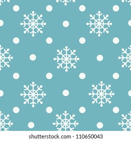 Seamless snowflakes background for winter and christmas theme. Vector illustration.