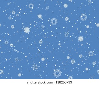 Seamless snowflakes background for winter and christmas theme. Vector illustration.