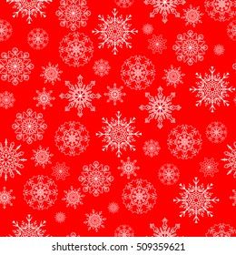 Seamless snowflakes background for winter and christmas theme. Vector illustration.