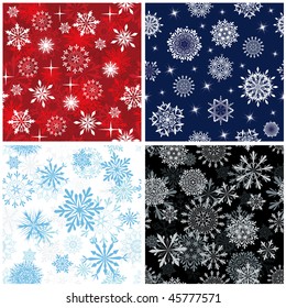 Seamless snowflakes backgrounds set  for winter and christmas theme
