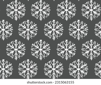Seamless snowflakes with black background.