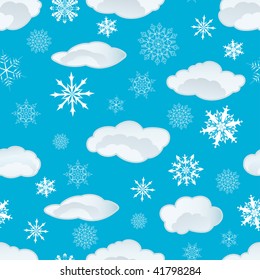Seamless snowflakes and clouds background for winter and christmas theme