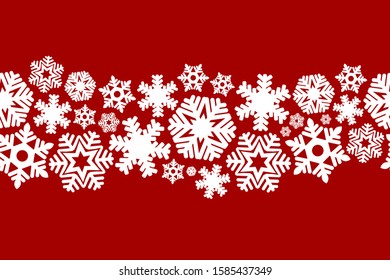Seamless snowflakes on a red background. Decoration for christmas design