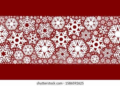 Seamless snowflakes on a red background. Decoration for christmas design