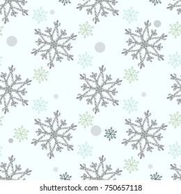 Seamless Snowflakes pattern Background for Christmas and New year. Celebration. Vector Illustration