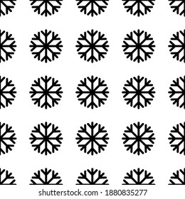 Seamless snowflakes pattern. Black snowflake on white background.Snowfall christmas background. Vector illustration. 10 eps