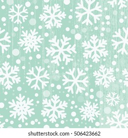 Seamless snowflakes pattern, grunge elements are grouped on a separate layer and easily editable