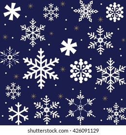 Seamless snowflakes pattern with navy ground