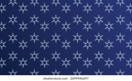 Seamless snowflakes Pattern on blue gradient Background for Festive Decorations and Holidays. Christmas Background