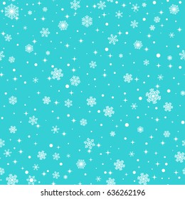 Seamless snowflakes pattern on turquoise background for Christmas design