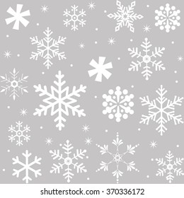 Seamless snowflakes pattern with silver background