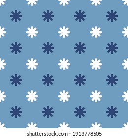 Patrón de copos de nieve sin foco. Copo de nieve de fondo azul. Fondo invernal de nieve. Ilustración vectorial. 10 pasos