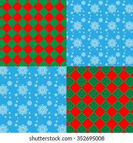 Seamless snowflakes and winter ornament background for winter and christmas theme. Pattern. Vector illustration.