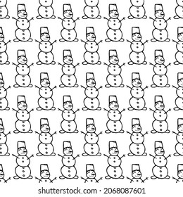 seamless snowman background. set of cartoon snowman.