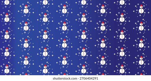 Seamless Snowman Christmas Pattern Background. Festive Snowman Seamless Christmas Wallpaper. Cute Snowman Winter Holiday Repeating Pattern.