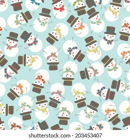 Seamless Snowman Party Holiday Vector Pattern