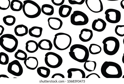 Seamless Soap Bubbles Pattern Abstract, Vector Hand Drawn Spotted Background, Background Foam Bubbles, White on Black, Seamless Pattern with Chaotic Dots, Vector Stylish Texture