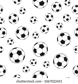 Seamless soccer ball pattern background.