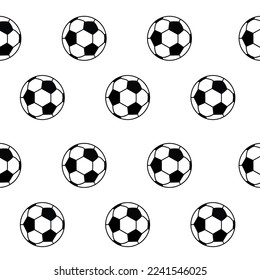 Seamless soccer pattern white and black ball on white background