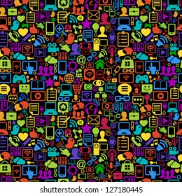 Seamless social media network background with icons vector