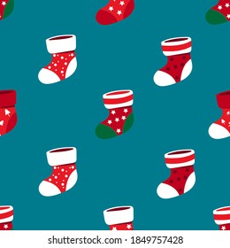 seamless socks christmas symbols pattern wallpaper background design vector illustration